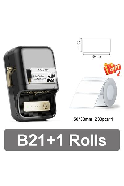 Choice Black 1roil Niimbot B21 Adhesive Sticker Printer Handheld Thermal Printer Label Maker Machine Noink