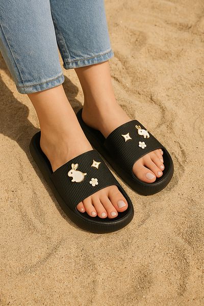 Shoebuo Stone Detailed Beach Pool Daily Women's Slippers