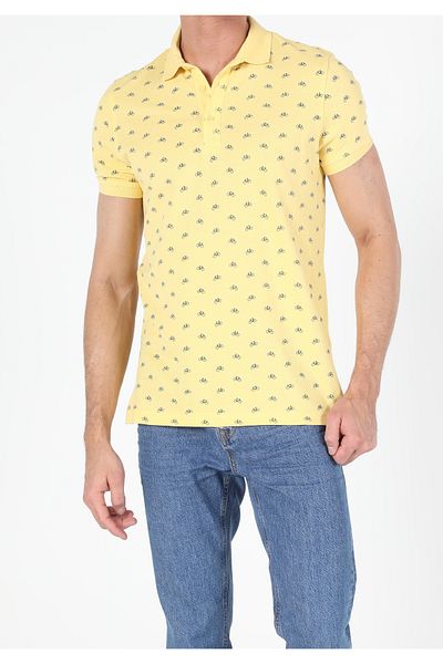 Colin's Regular Fit Polo Neck Men's Yellow Short Sleeve T-Shirt