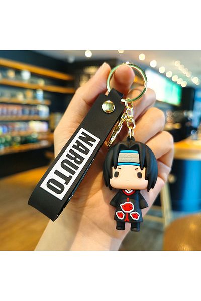 BANDAI 2 Anime Naruto Keychain Fashion Jewelry Cartoon Figure Pvc Keyring Uzumaki Kakashi Action Figures .