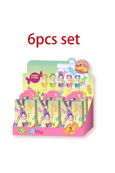Miniso 6pcs Set Cute Doll Keychain Pendant Fashionable Handmade Women's Birthday Gift Sunny Angel Doll Cand