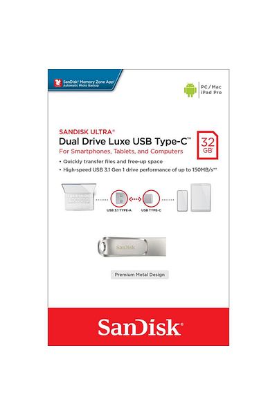 SanDisk محرك أقراص مزدوج فائق السرعة سعة 32 جيجابايت USB 3.1 من النوع C Sdddc4-032g-g46