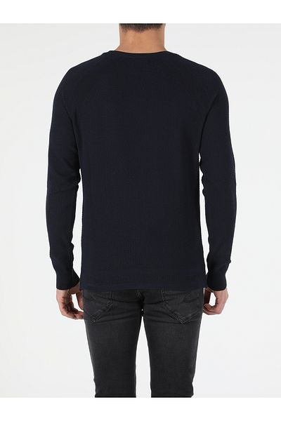 Colin's Regular Fit Round Neck Men's Navy Blue Sweater