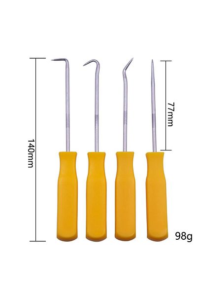Choice Yellow Short 4pcs/set Heat-resistant Antislip Hook Pick Set Car Oil Seal Screwdriver Gasket Puller O