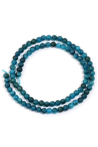 Choice 4 مم - تقريبًا 89 قطعة من خرز حجر الأباتيت الأزرق الطبيعي بسلسلة واحدة مقاس 4/6/8/10 مم خرزة جوهرة مستديرة لسوار اصنعها بنفسك