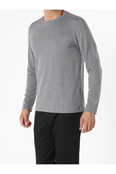 Colin's Регулярний крій, велосипедний комір, чоловічий сірий меланжевий футболка з довгими рукавами