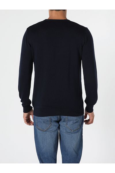 Colin's Men's Navy Blue Regular Fit Crew Neck Sweater - Cl 1051445