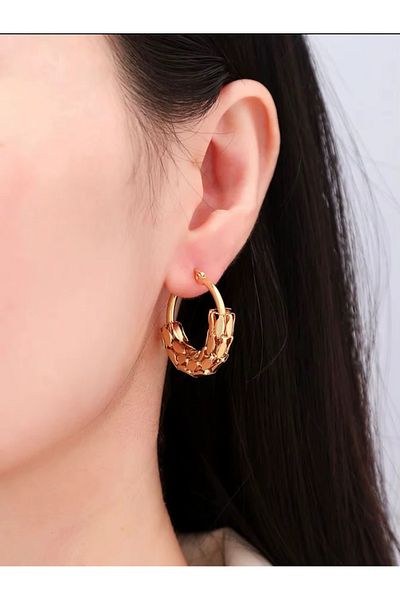 Siya Silver Non-Tarnish Steel Barley Model Hoop Earrings - 2.5 cm