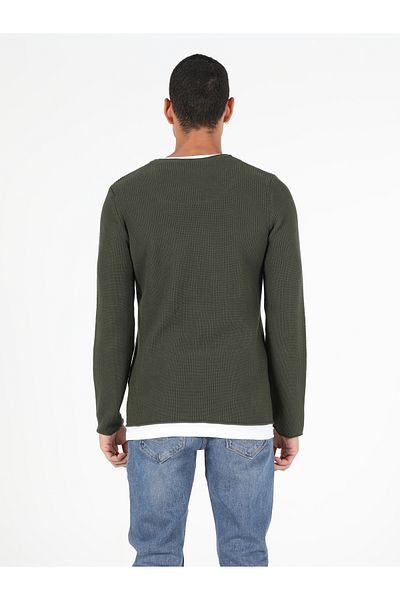 Colin's Regular Fit Round Neck Men's Green Sweater Cl 1050970