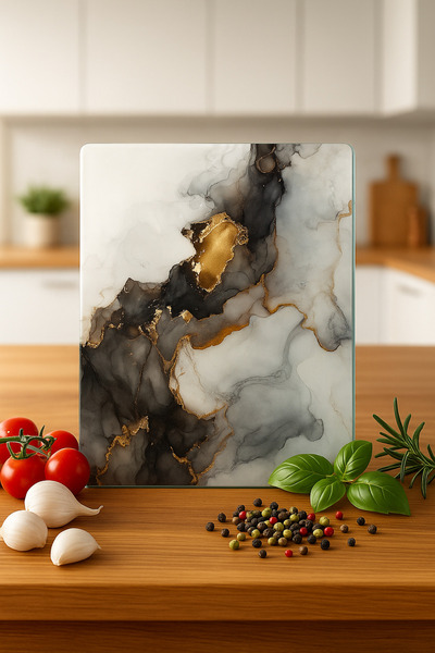 Miabella Home Black Antibacterial Glass Cutting Board - Oval Edges, Presentation Board