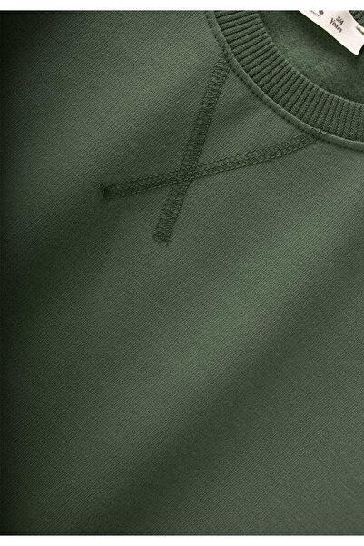 Cigit 3-8 Years Old Khaki Green Sweatshirt Set - Basic Karyoka Detailed