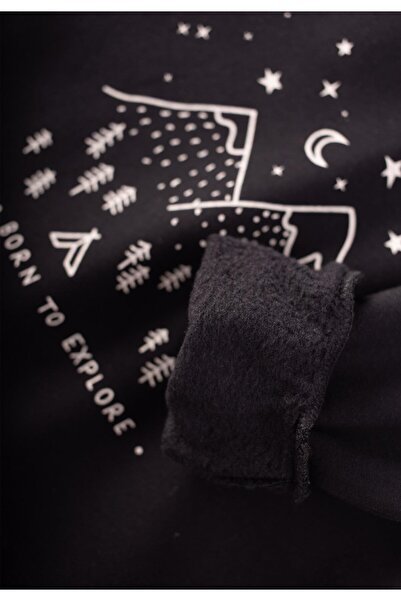 Cigit 1-7 Years Black Sweatshirt Set - Born to Explore Printed