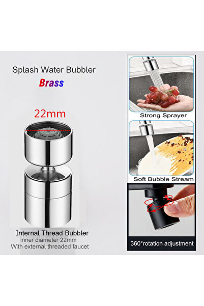 Choice رأس رشاش صنبور دوار 360 درجة، مصنوع من المعدن الفضي بالكامل، 99%، عالم...