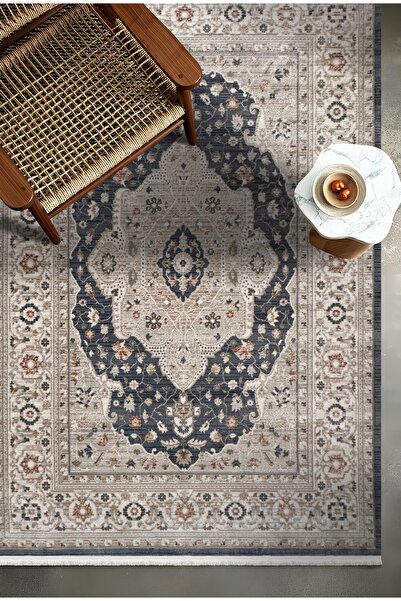 HBC Butik Yıkanabilir Klasik Desen Mavi Oturma Odası Salon Mutfak Genç Odası ...