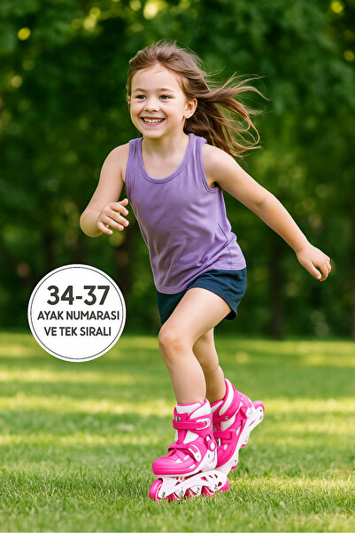 TOYFEST Hello Kitty Tek Sıra 4 Teker Paten - (34 - 37 NUMARA IÇİN AYARLANABİLİR)