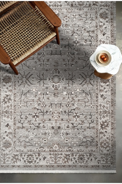 HBC Butik Yıkanabilir Klasik Desen Bej Oturma Odası Salon Mutfak Genç Odası Halısı