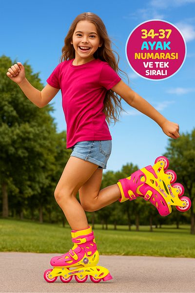 TOYFEST زلاجات بولي بوكيت المضمنة ذات 4 عجلات - (قابلة للتعديل للأرقام 34 - 37)