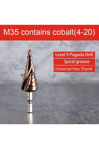 Choice Hexagonal 4-20mm 4-12/4-20/4-32mm M35 Cobalt Step Drill Bit Tapered Hss-co Hss Drill Bit Spiral Groo
