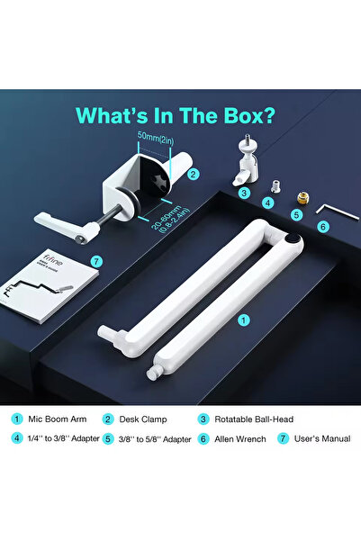 Choice ذراع ميكروفون Bm88w Fifine، ذراع ميكروفون منخفض الارتفاع قابل للتعديل مع مشبك تثبيت على المكتب، وتخزين الكابلات