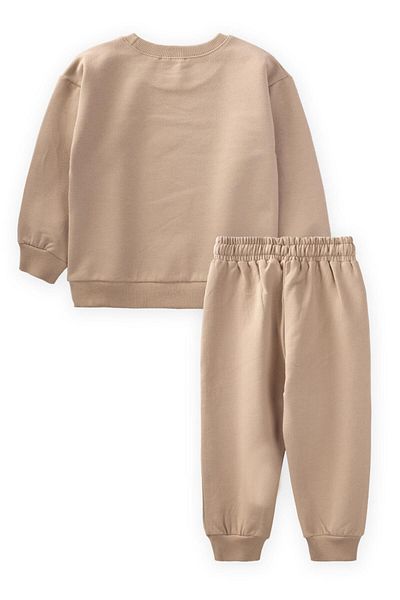 Cigit 1-7 Years Old S Mink Born to Explore Printed Sweatshirt Set