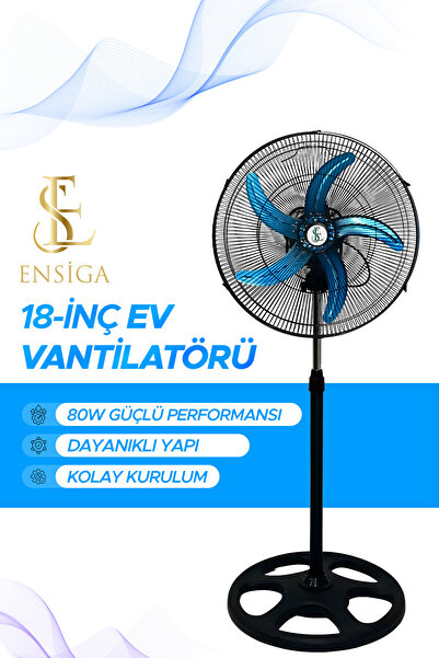 EN SİGA Vantilatör Güçlü 18" Sanayi Tip 4 Salınım 80W güçlü performansı ve da...