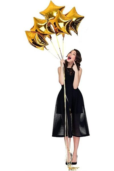 Deniz Party Store Star Foil Balloon 5 Pieces Gold Color 45 cm