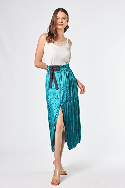 Swass Жіноча синя атласна спідниця