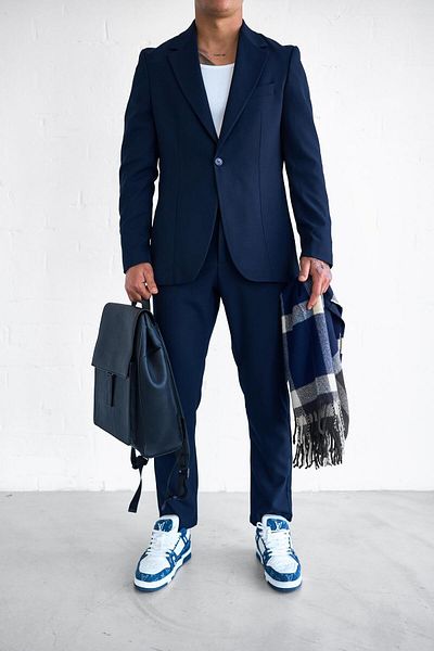 ablukaonline Men's Slim Fit Suit Navy Blue