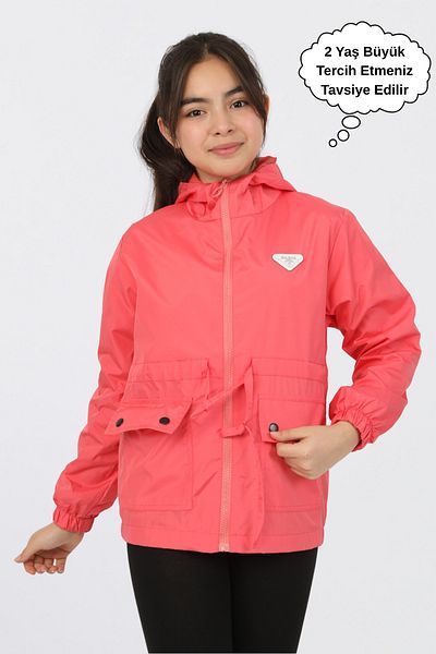 ASYAKİDS CLUB Girl's Hooded Seasonal Raincoat with Pockets and Lined Pockets