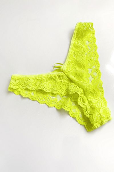 Gece İncisi Yellow Neon Lace Thong