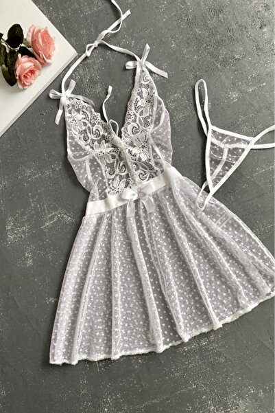 Gece İncisi Cămașă de noapte din tul - Design decoltat