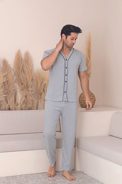 Sude HOMEWEAR Men's Short Sleeve Shirt Pajama Set