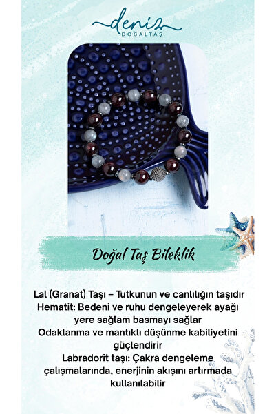 Deniz Doğal Taş سوار من الأحجار الطبيعية من لال ولافابوريت والهيماتيت مع شهادة