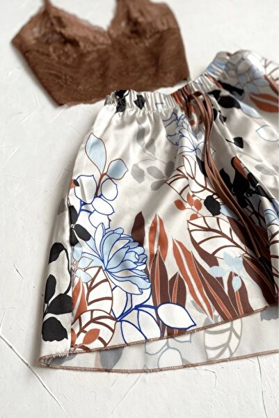 gc gece incisi Dantel Bralet Saten Şortlu Takım