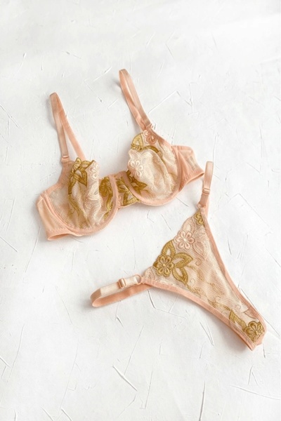 Gece İncisi Set sutien din dantela cu sârmă