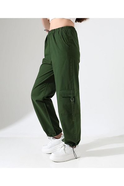NEWCO Green Parachute Fabric Palazzo Trousers