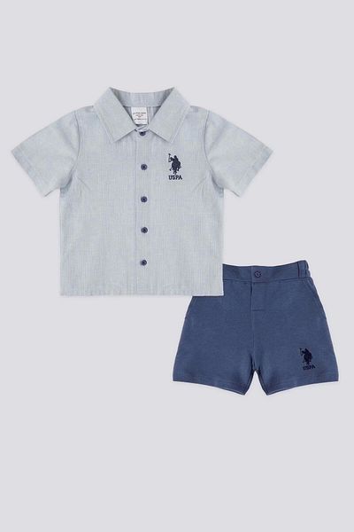 U.S. Polo Assn. طقم تي شيرت بأكمام قصيرة للأطفال الأولاد مكون من قطعتين - محيط