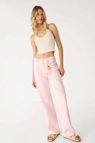 Stradivarius D92 بنطال جينز واسع مستقيم الساق