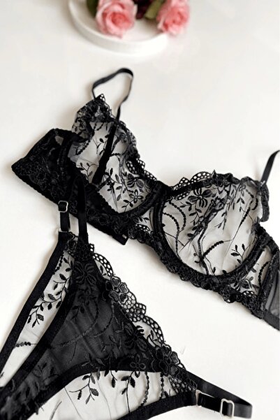 Gece İncisi Набір бюстгальтерів великих розмірів з квітковим візерунком