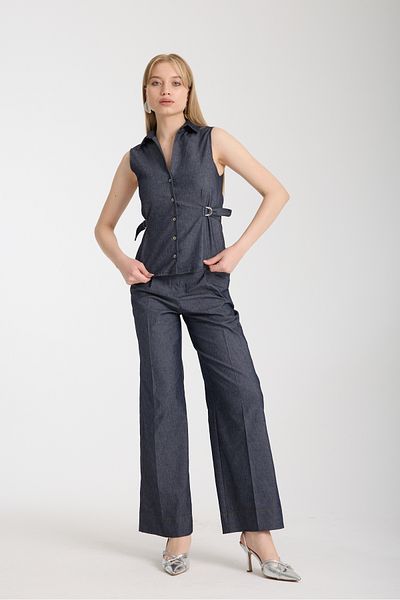 Swass D Buckle Detailed Vest Trousers Suit Viscose Denim