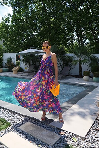 Swass Palma Summer Mor Desenli Askılı Elbise