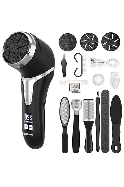 IMA TREND Electric Foot File, Suction, Led, 2200rpm, Usb, 3 Rollers, Ipx7, Callus Removal, Black