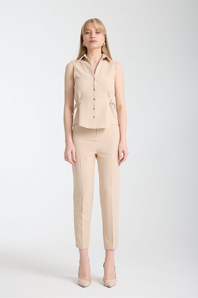 Swass D Buckle Detailed Vest Beige