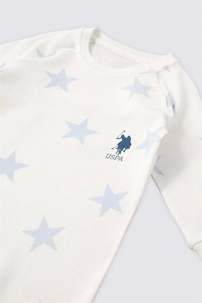 U.S. Polo Assn. US Polo AssnBaby Boy Starry Jumpsuit Without Booties Cream USB1928