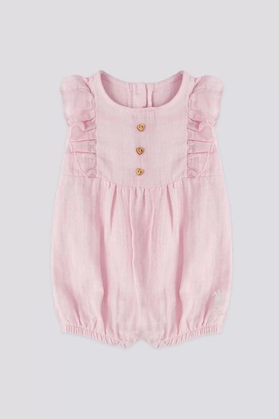 U.S. Polo Assn. US Polo Assn Licensed Overalls Pink Baby Girl Jumpsuit
