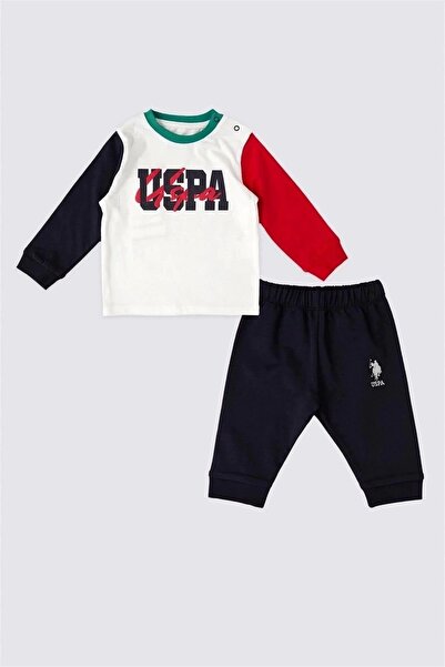 U.S. Polo Assn. Erkek Bebek Kısa Kol 2'Li Tişört Takım Krem USB1824