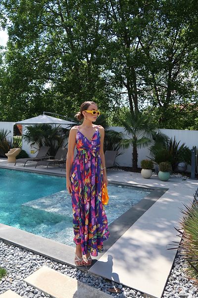 Swass Palma Summer Purple Patterned Strap Dress
