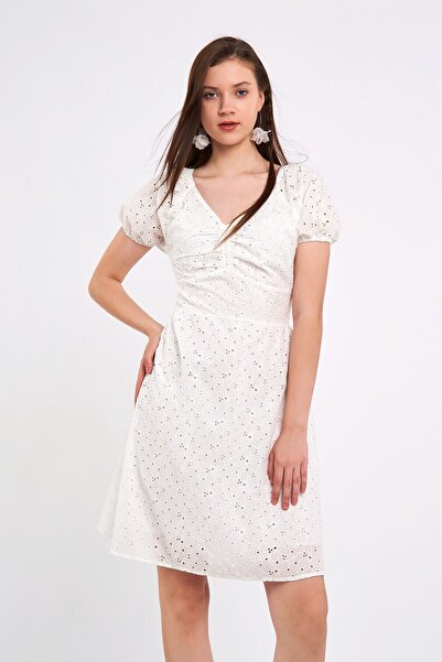 Swass Mini rochie albă festonată - Design de proprietar de stil