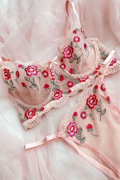 gc gece incisi Set Sutien și Accesorii - Detaliat Floral