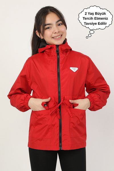 ASYAKİDS CLUB Girl's Hooded Seasonal Raincoat with Pockets and Lined Pockets